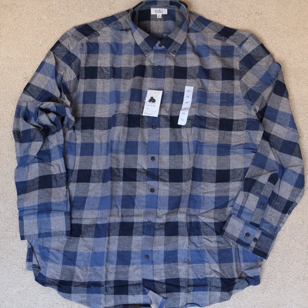 croft & barrow Blue and Gray Plaid Button-Down Shirt